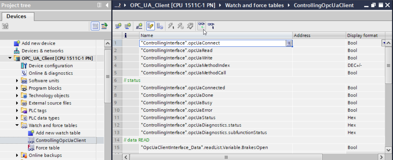 controlling the OPC UA client at runtime