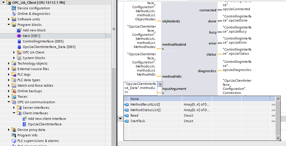 method input argument to OPC UA block