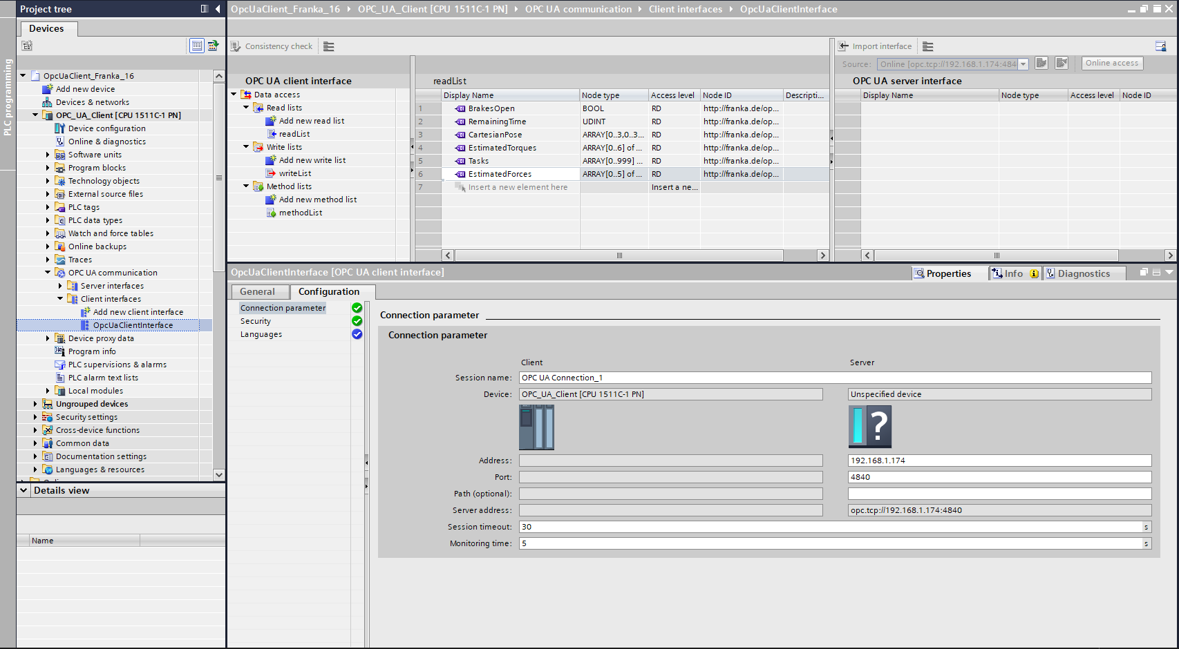 client interface settings